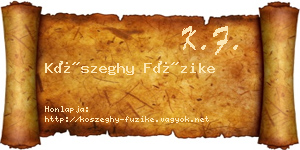 Kőszeghy Füzike névjegykártya